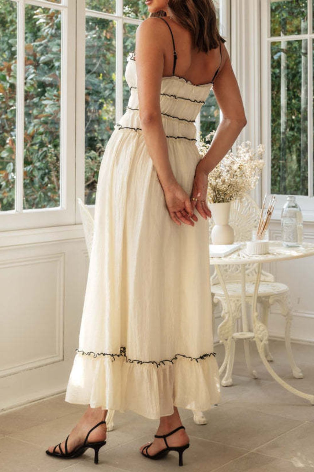 Frill Tied Front Midi Cami Dress