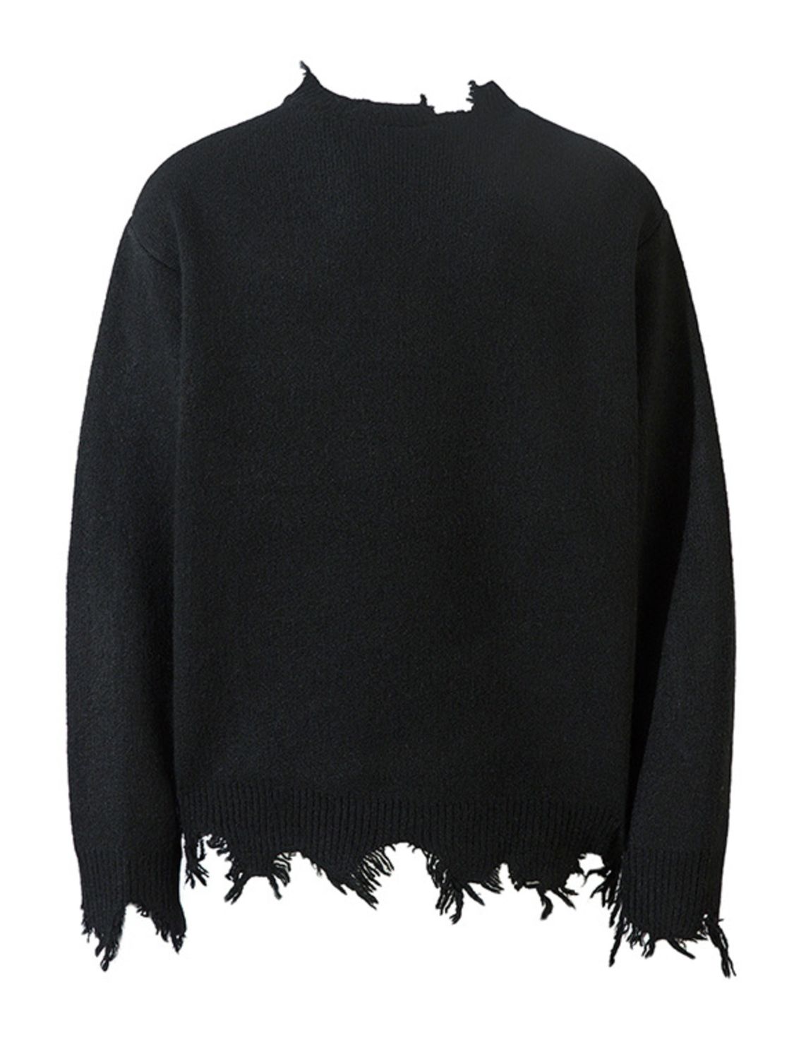 Men's Frayed Hem Quarter Zip Sweater