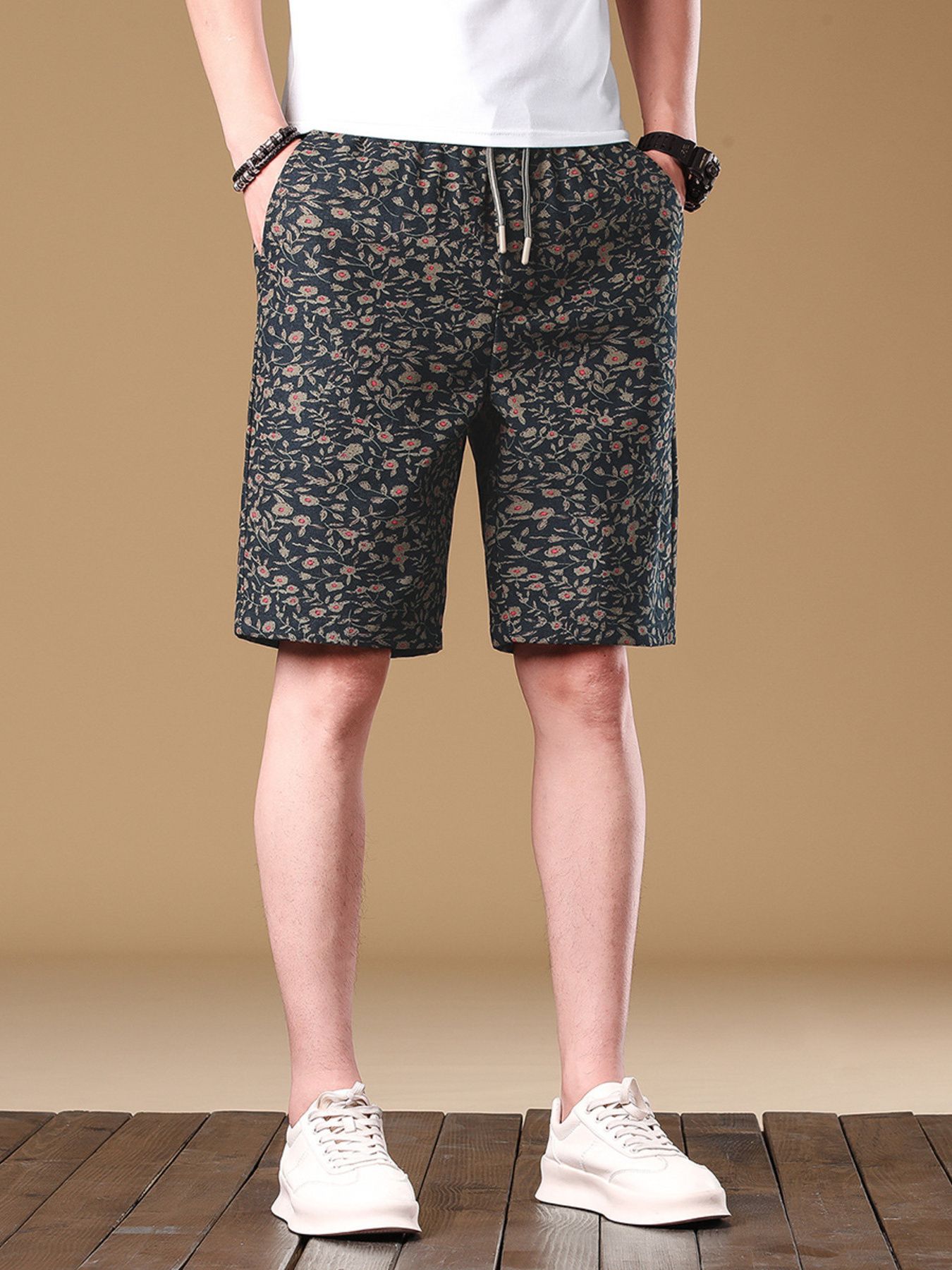 Men's Plus Size Printed Casual Drawstring Shorts
