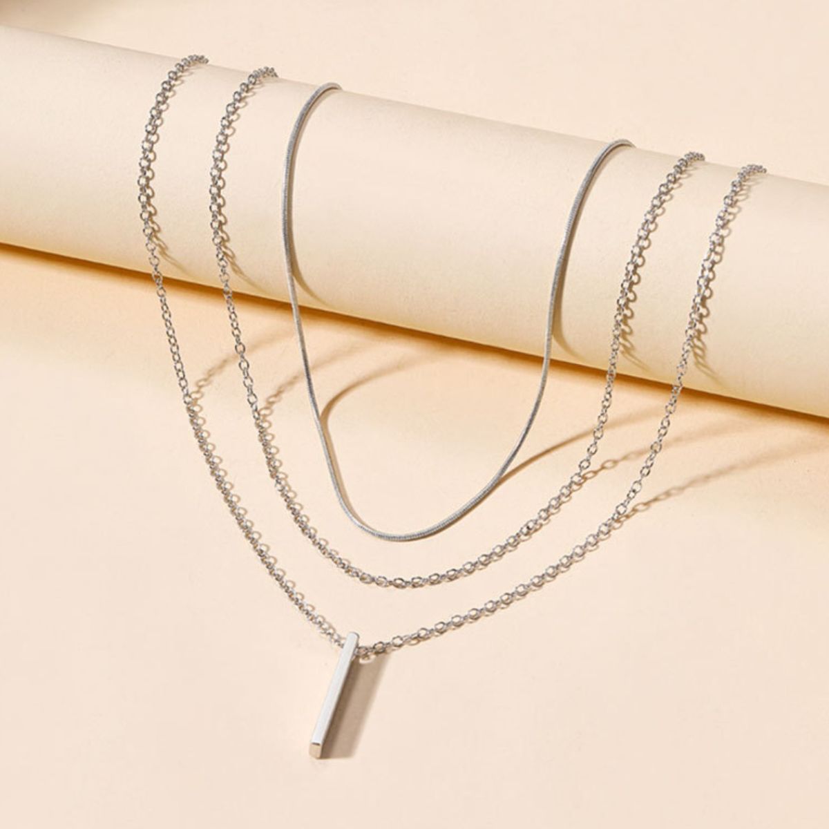Three Layered Bar Pendant Necklace