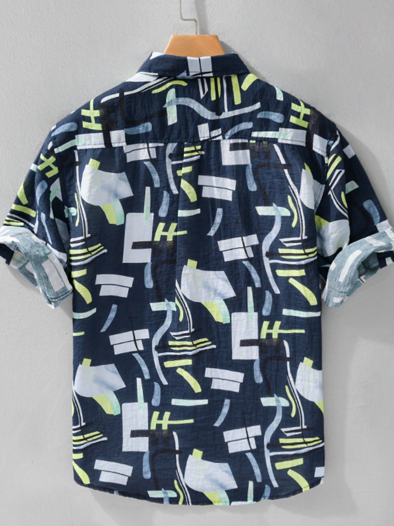 Men's Plus Size Geometric Print Casual Short Sleeve Shirt