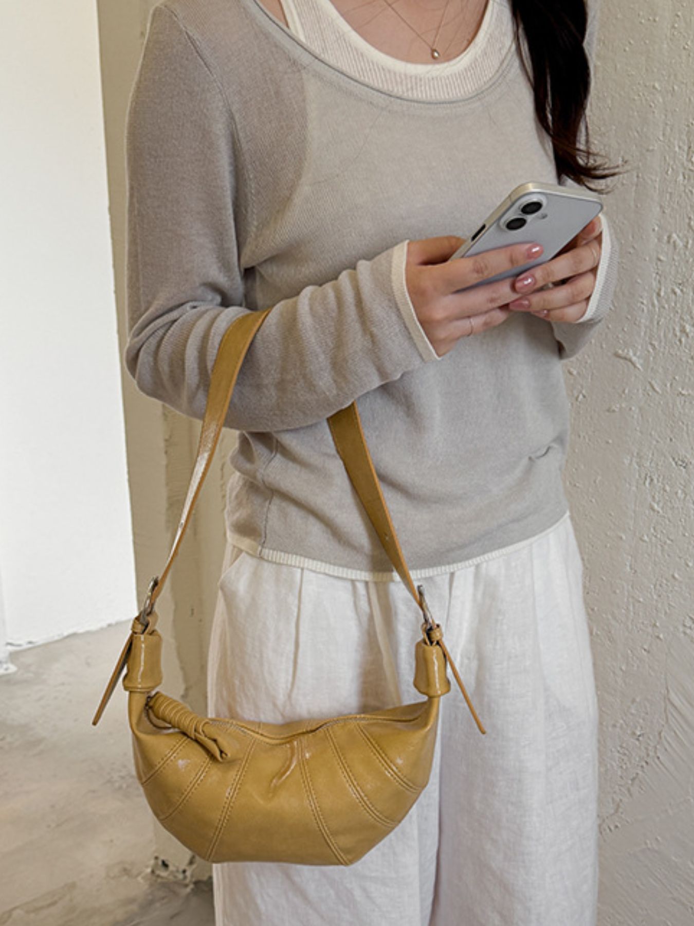 Crescent-Shaped Crossbody Bag