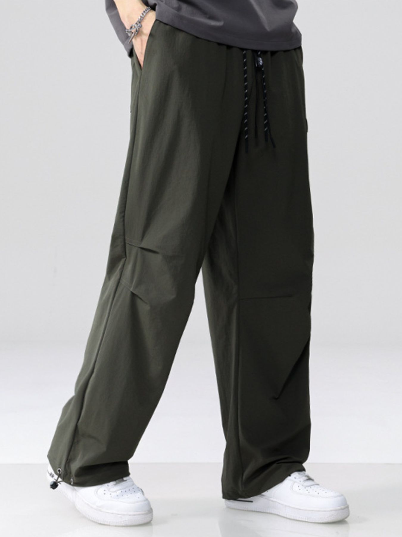 Men's Plus Size Drawstring Wide Leg Pants