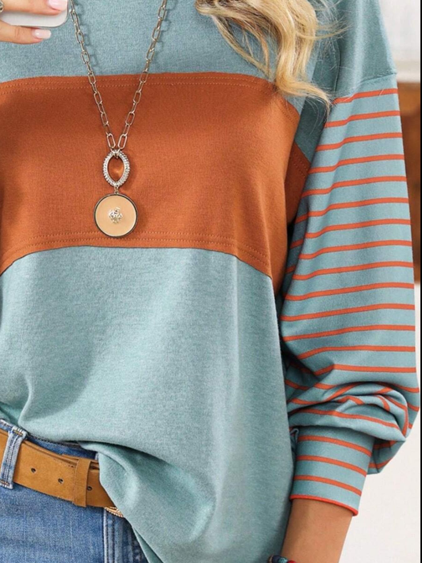 Striped Color Block Long Sleeve T-Shirt