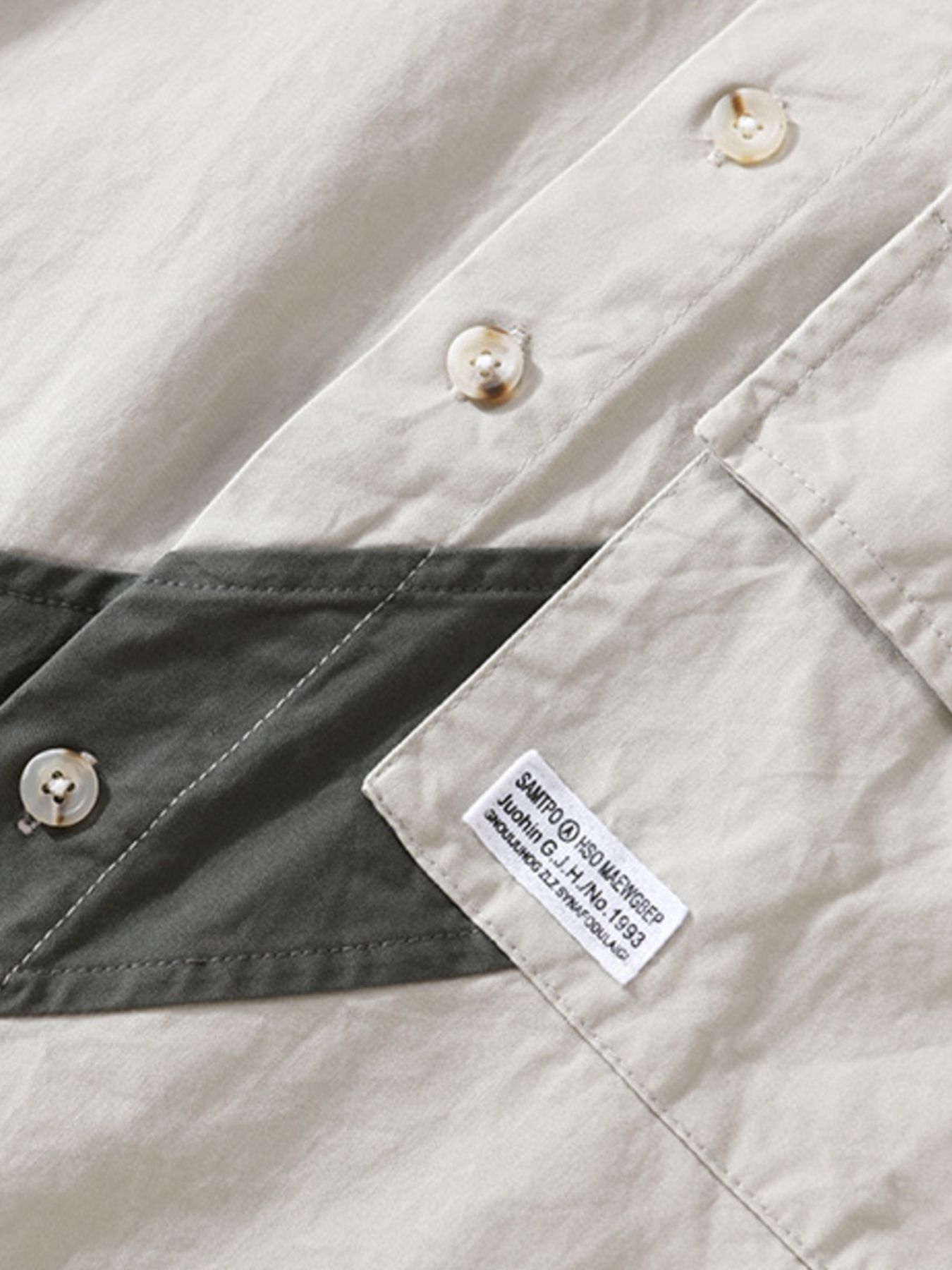 Men's Plus Size Color Block Casual Long Sleeve Shirt