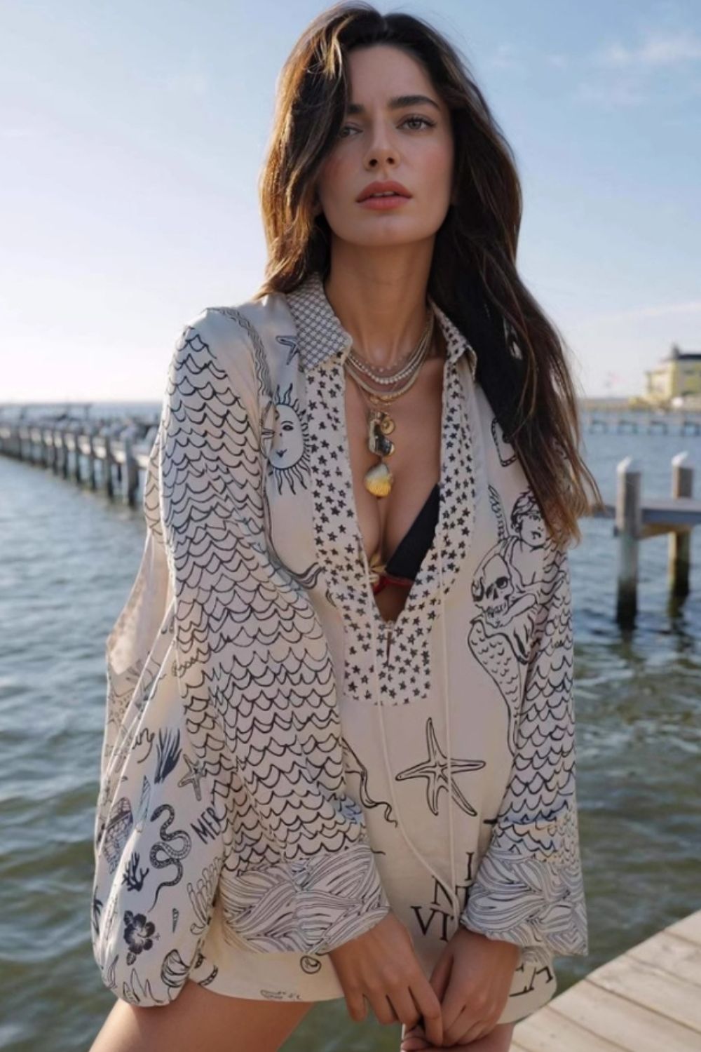 Nautical Print Top and Shorts Set