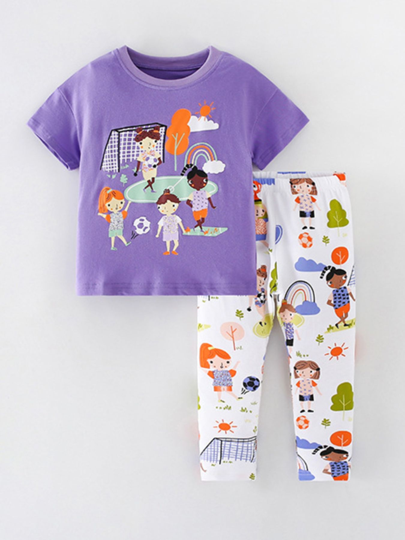 Children's Soccer Graphic Tee and Printed Leggings Set
