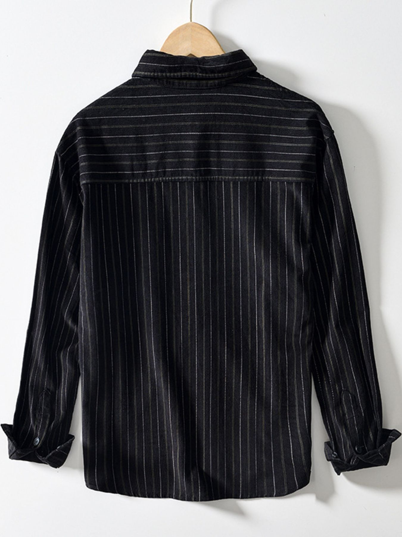 Men's Plus Size Striped Button Up Long Sleeve Shirt
