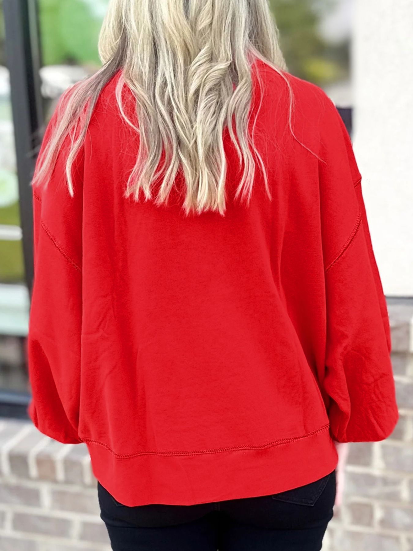 Letter Round Neck Dropped Shoulder Sweatshirt