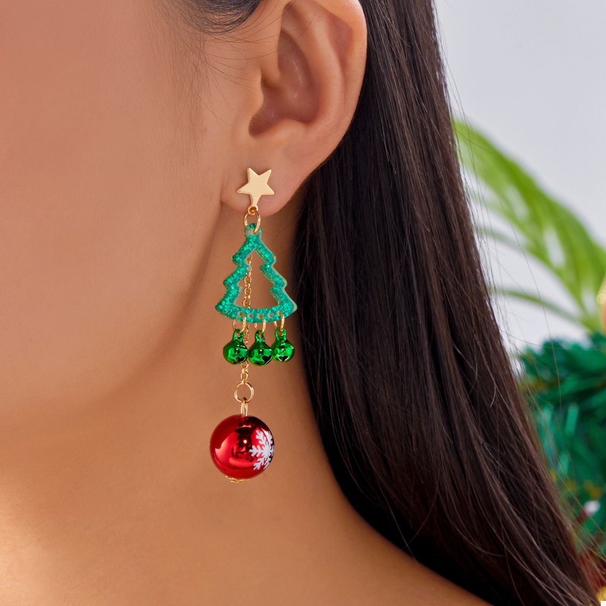 Christmas Tree Ball Drop Earrings