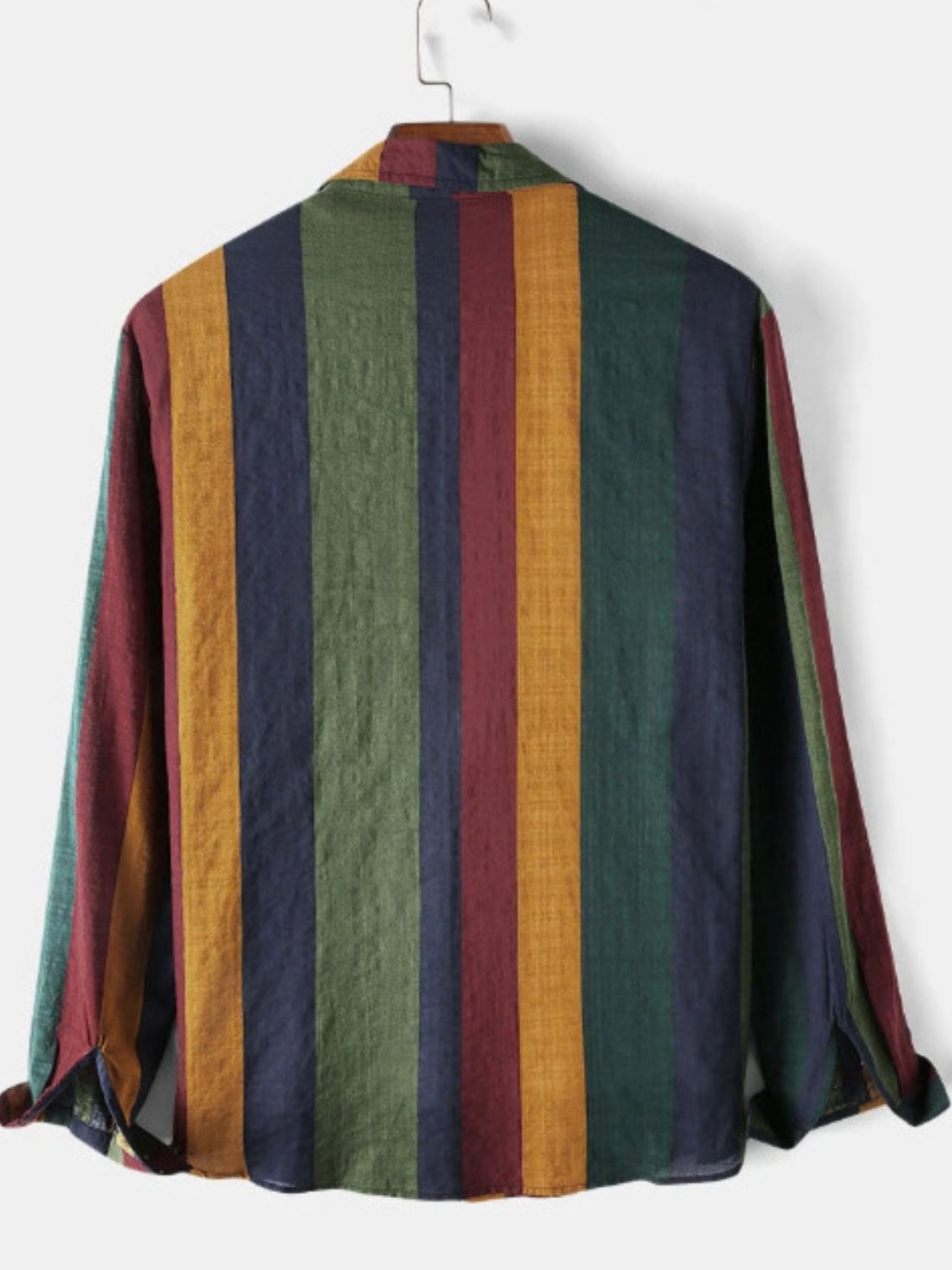 Men's Plus Size Striped Button Up Long Sleeve Shirt