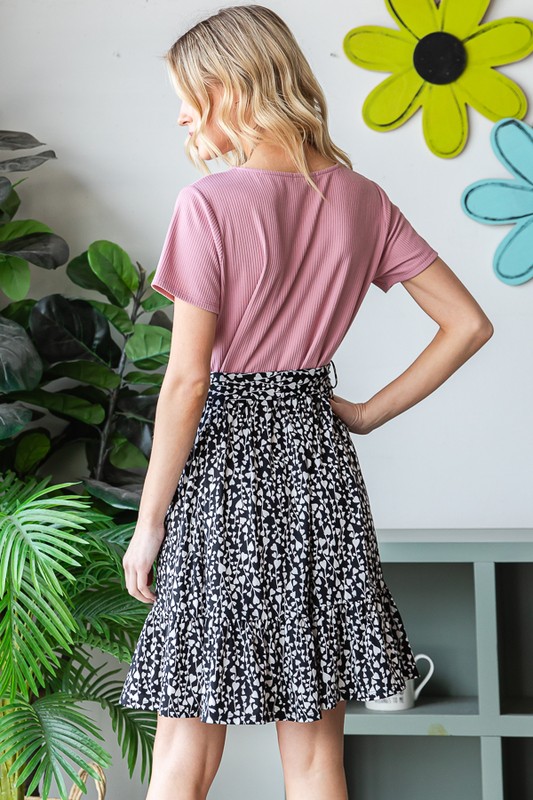 Full Size Short Sleeve Solid And Animal Print Mini Dress Plus Size