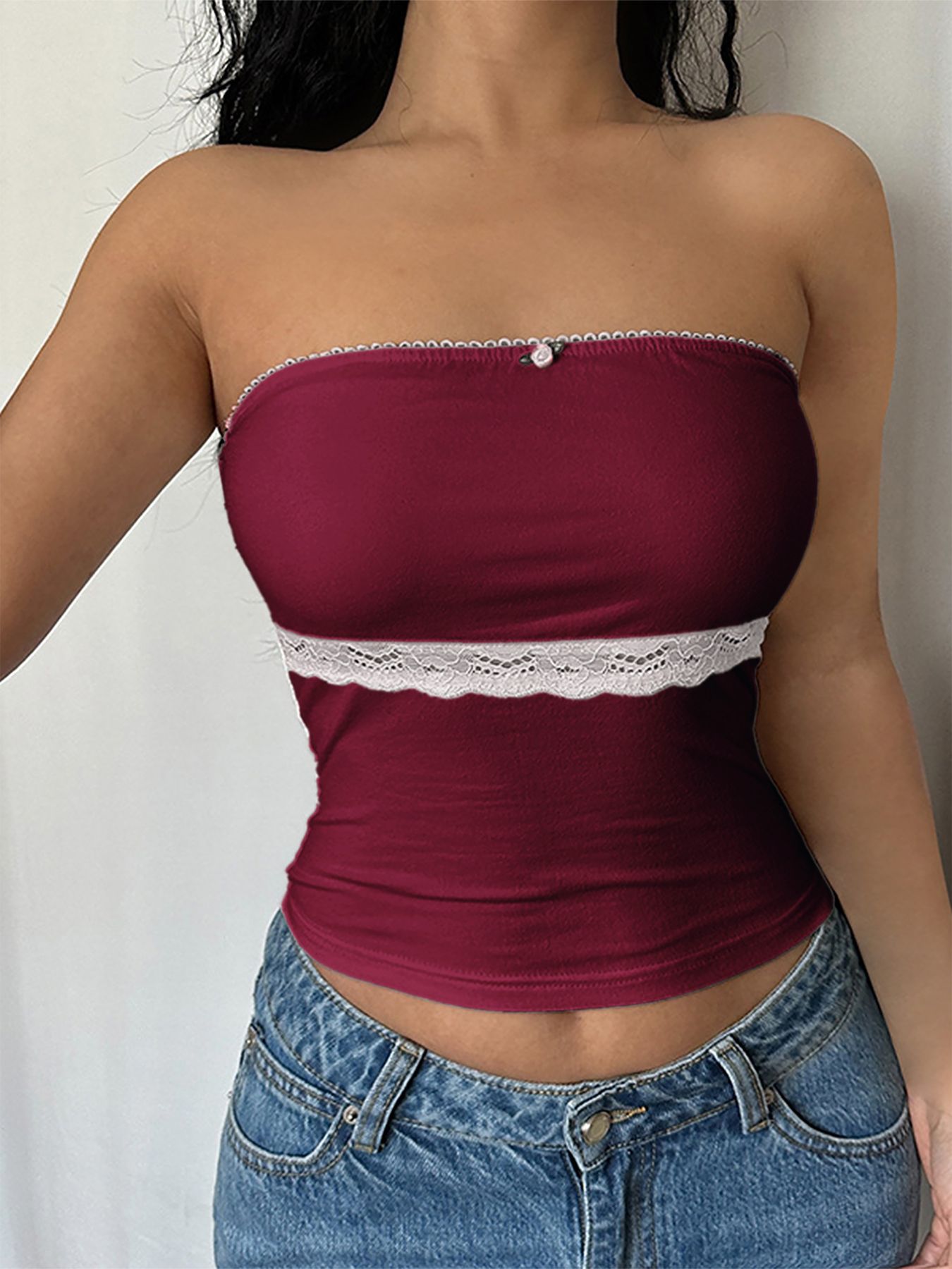 Lace Trim Tube Top