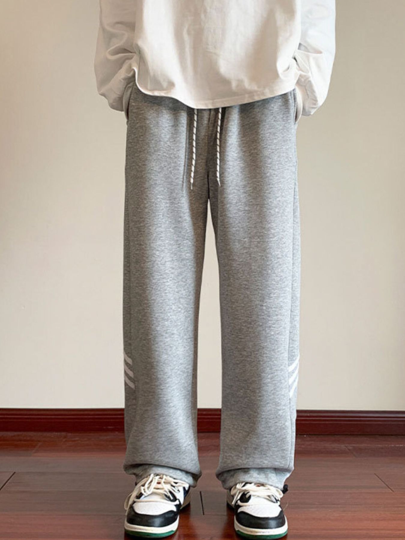 Men's Full Size Casual Loose Fit Sweatpants with Stripes Plus Size