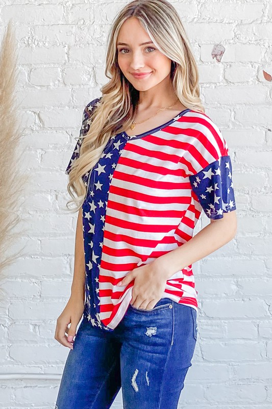 American Flag Short Sleeve Top