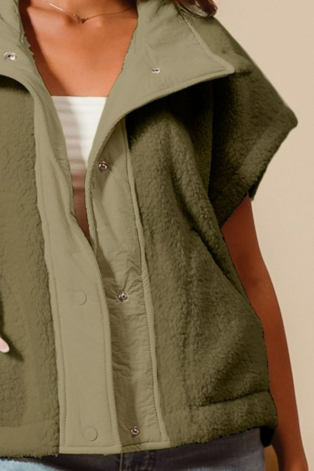 Over Sized Soft Sherpa Fur Sleeveless Vest Jacket