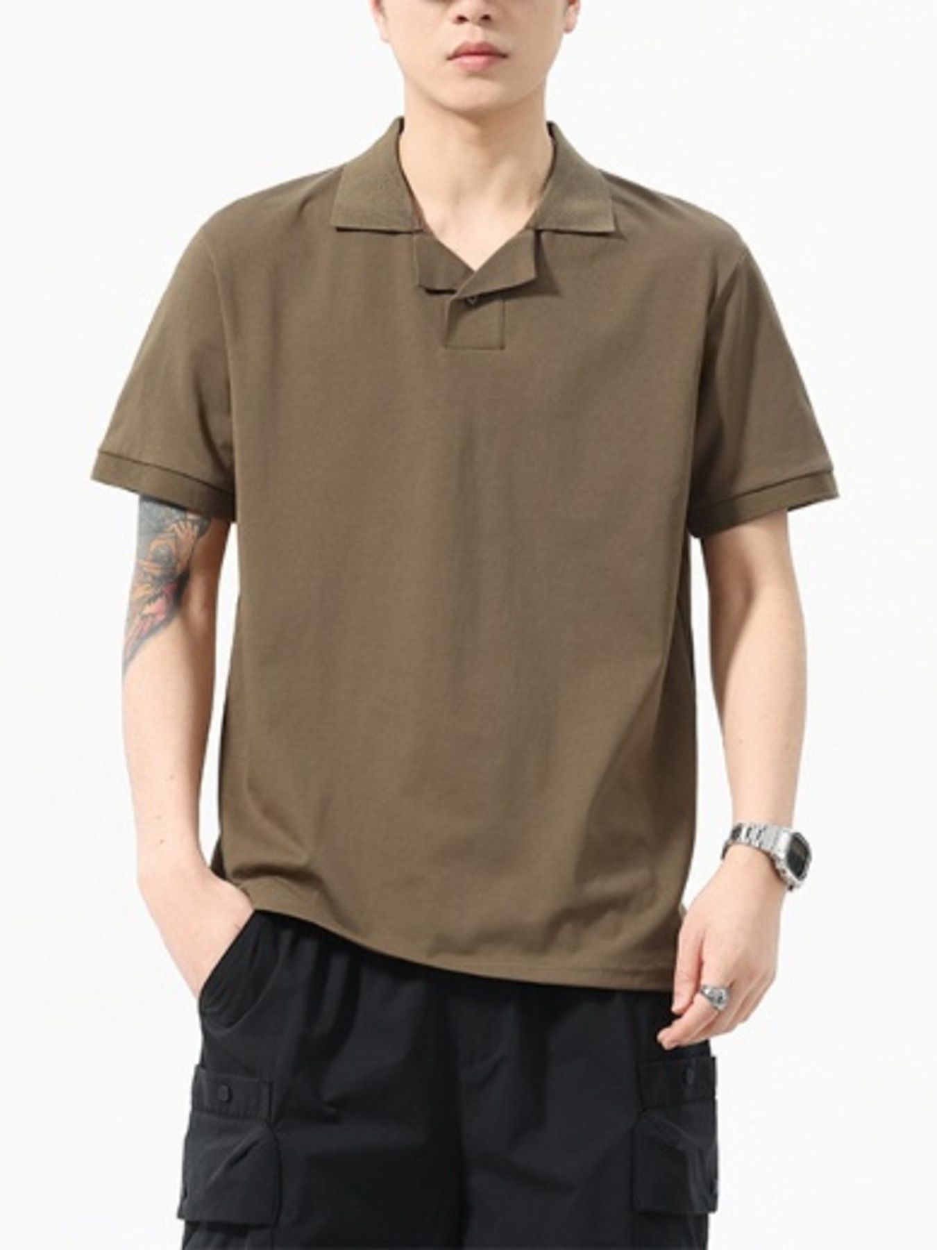 Men's Full Size Short Sleeve Collared Neck Polo Plus Size