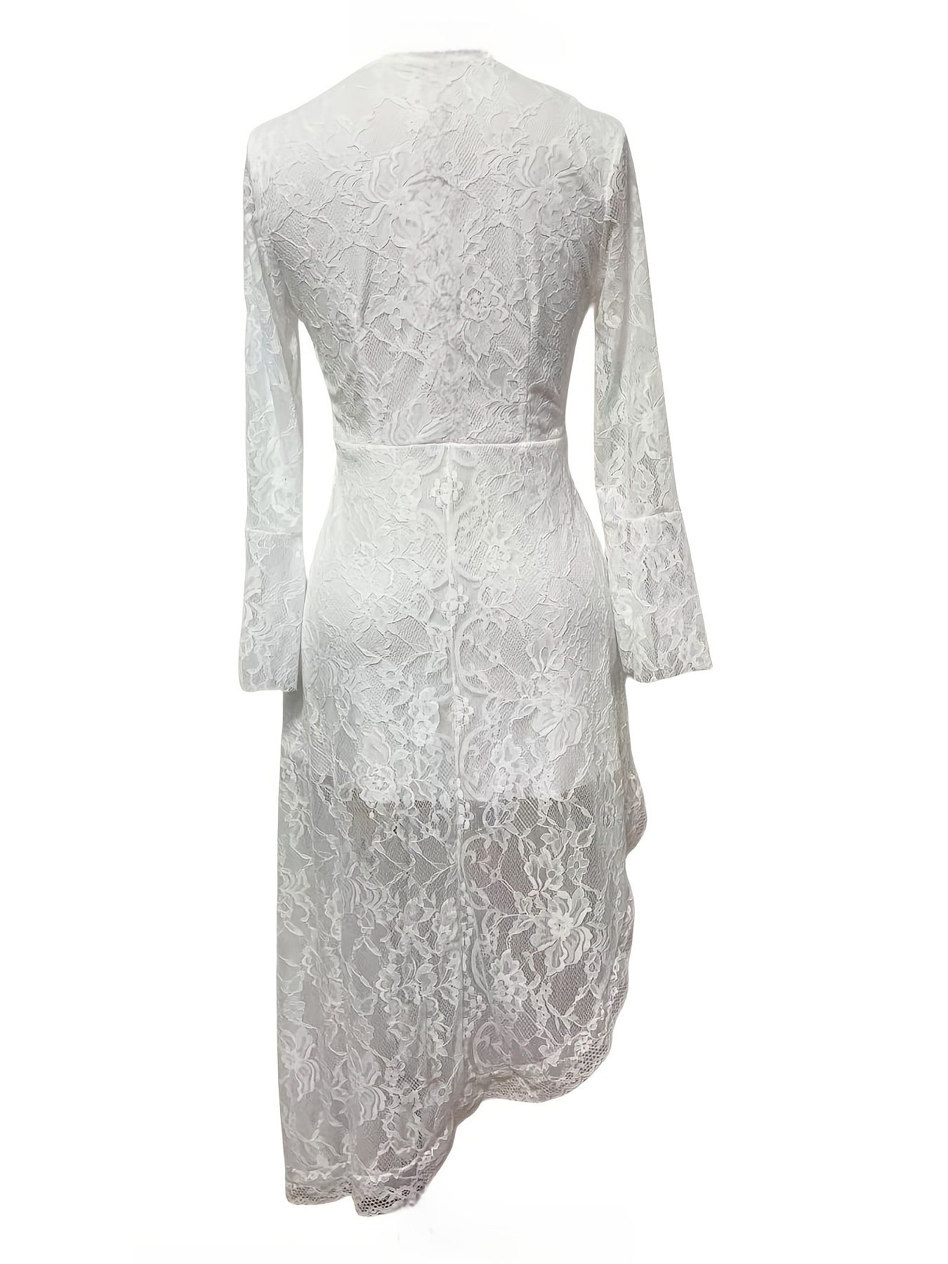 Asymmetrical Hem Lace Dress