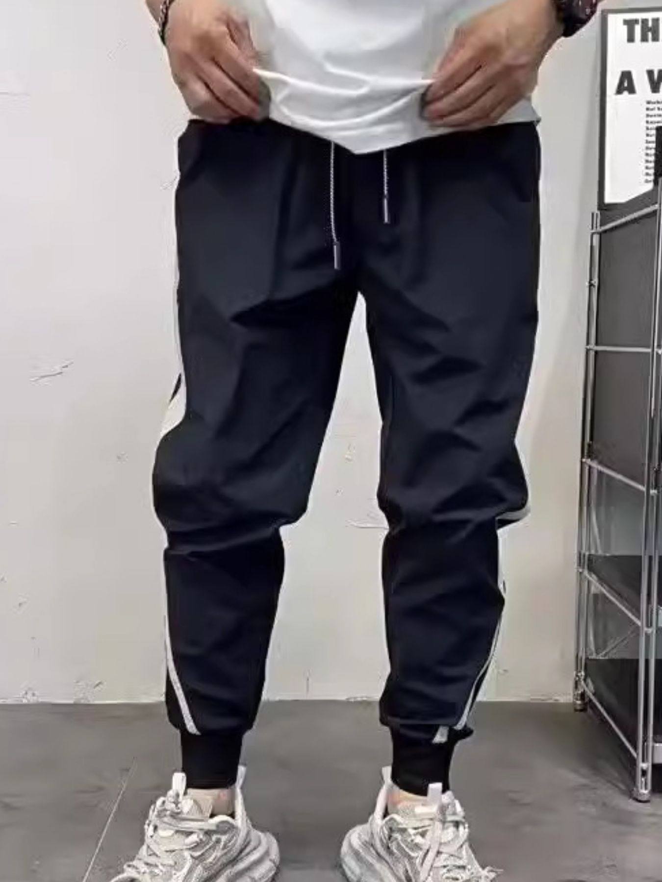 Men's Plus Size Drawstring Contrast Joggers