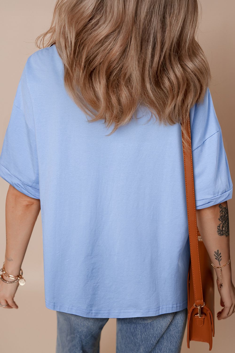 Loose Half Sleeve Hi Low Hem T Shirt