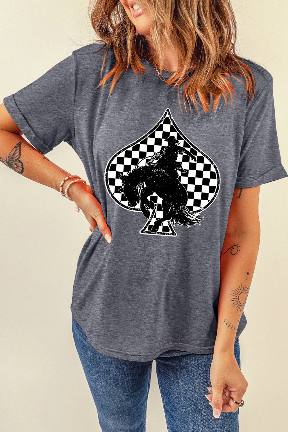 Redeo Check Spades Western Graphic T Shirt