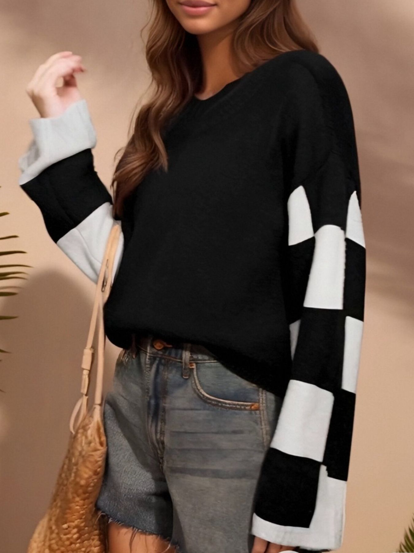 Color Block Long Sleeve Sweater