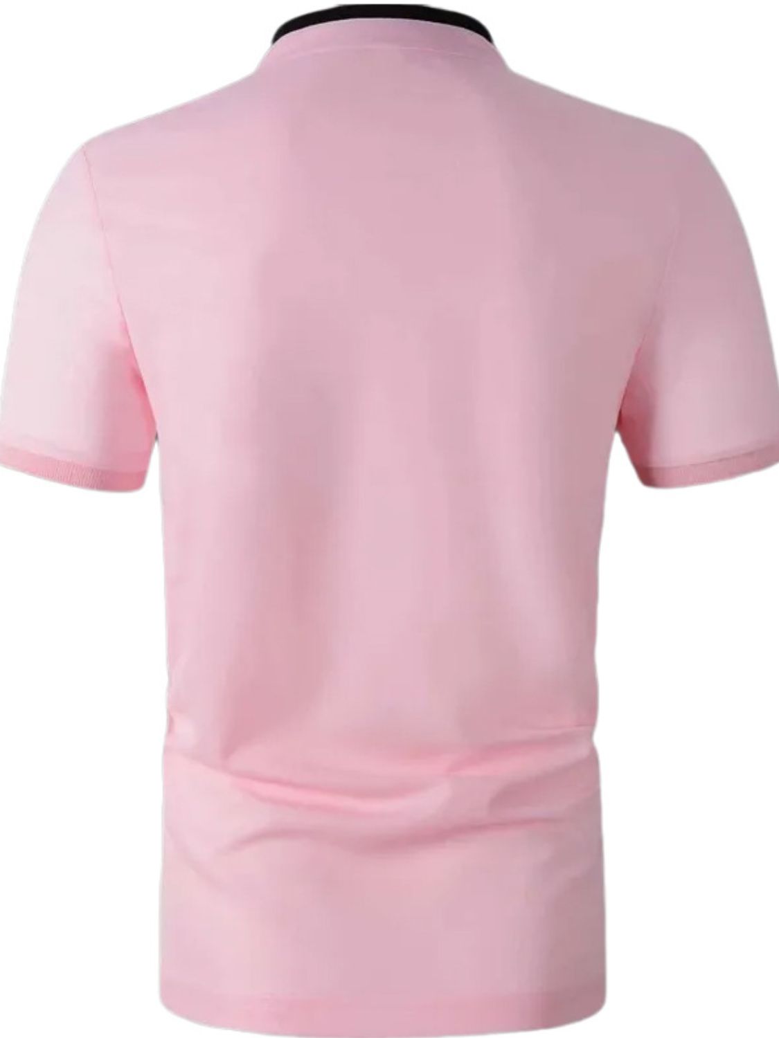 Men's Full Size Stand Collar Contrast Short Sleeve Polo Plus Size