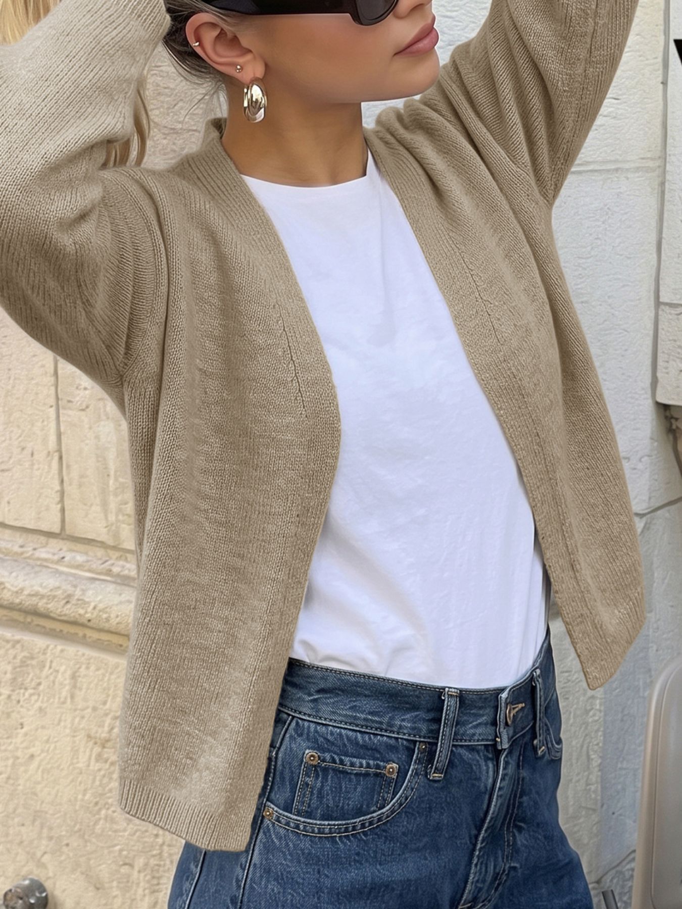Open-Front Knit Cardigan