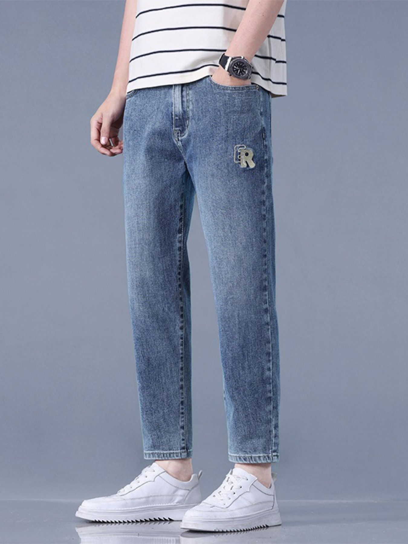Men's Straight-Leg Wash Jeans