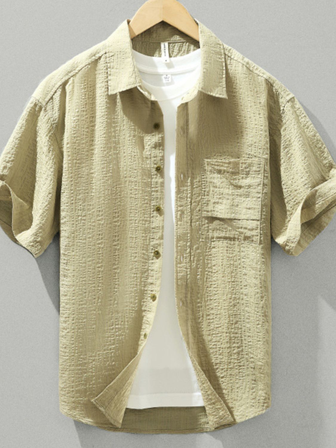 Men's Plus Size Textured Short Sleeve Casual Shirt