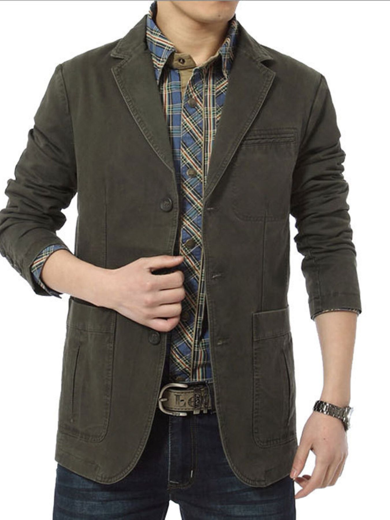 Men's Plus Size Casual Button Up Blazer