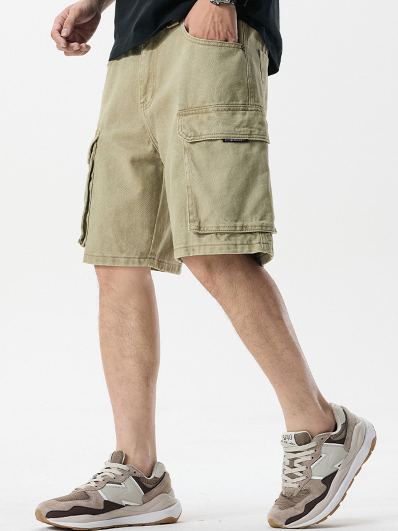Men's Plus Size Loose Fit Cargo Denim Shorts