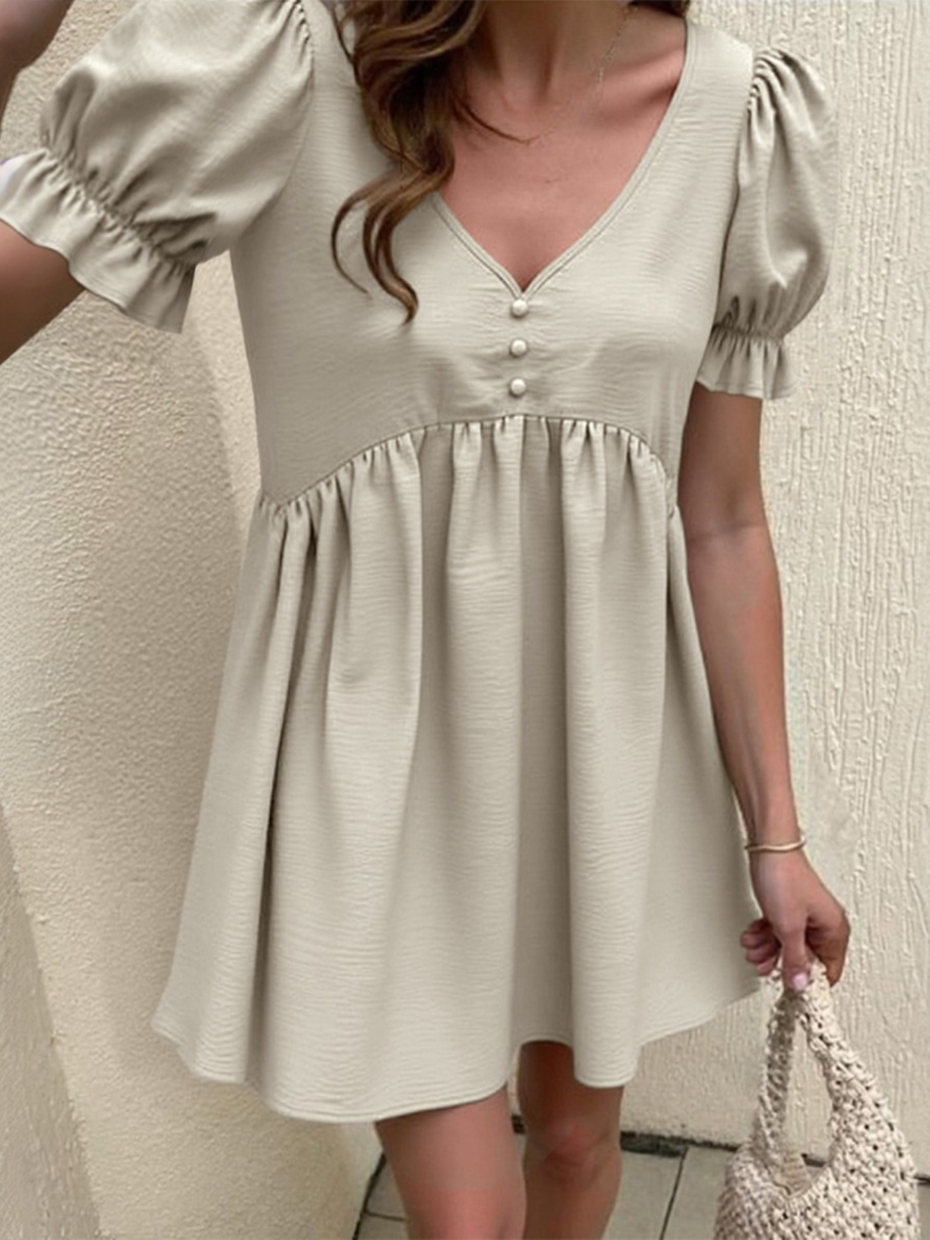 Puff Sleeve Babydoll Mini Dress