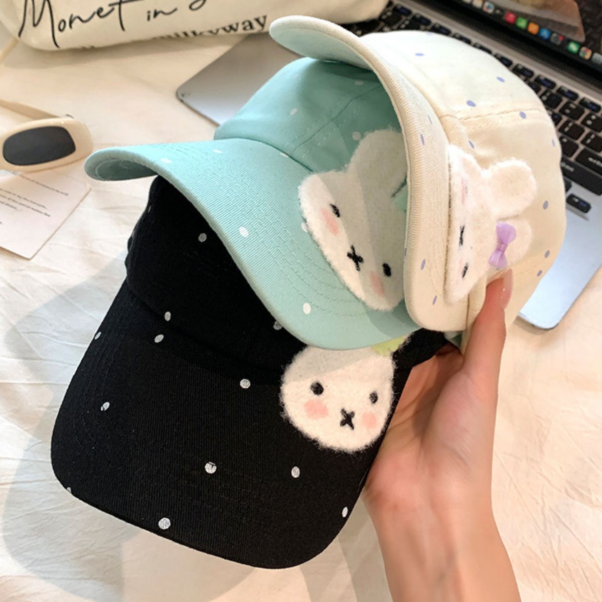 Bunny Polka Dot Baseball Cap 1