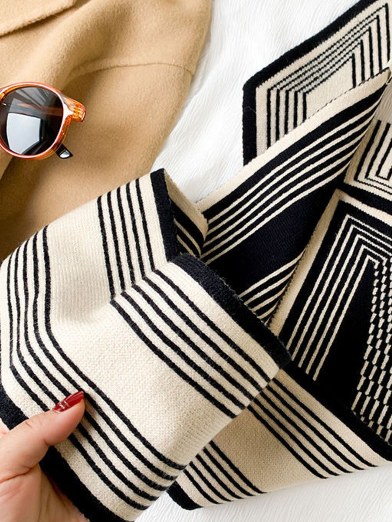 Striped Knitted Winter Scarf