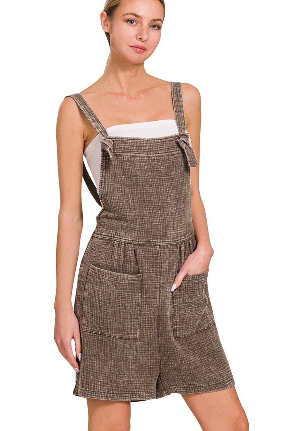 Woven Double Gauze Acid Washed Romper