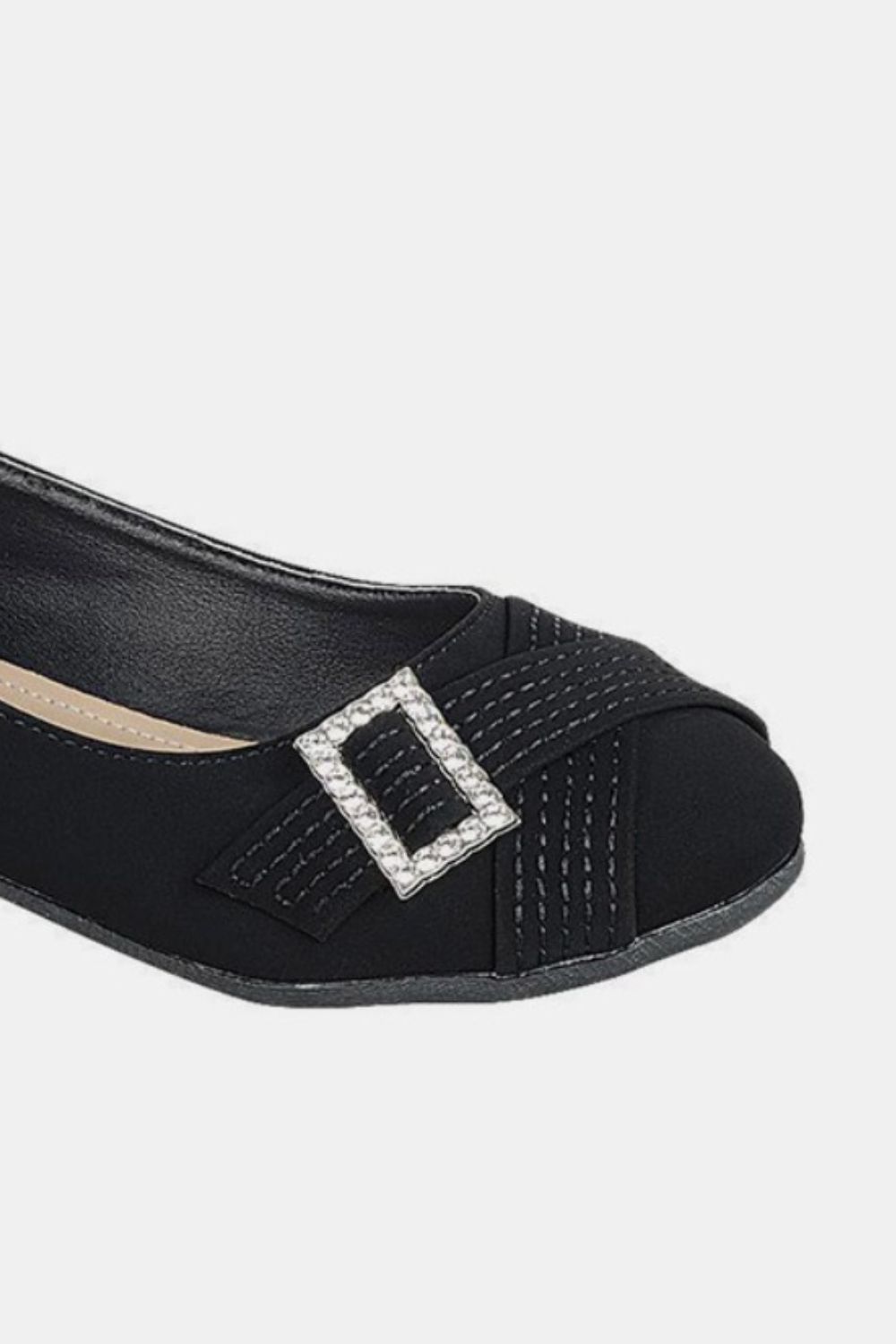 Slip On Rhinestone Buckle Ballet Flats