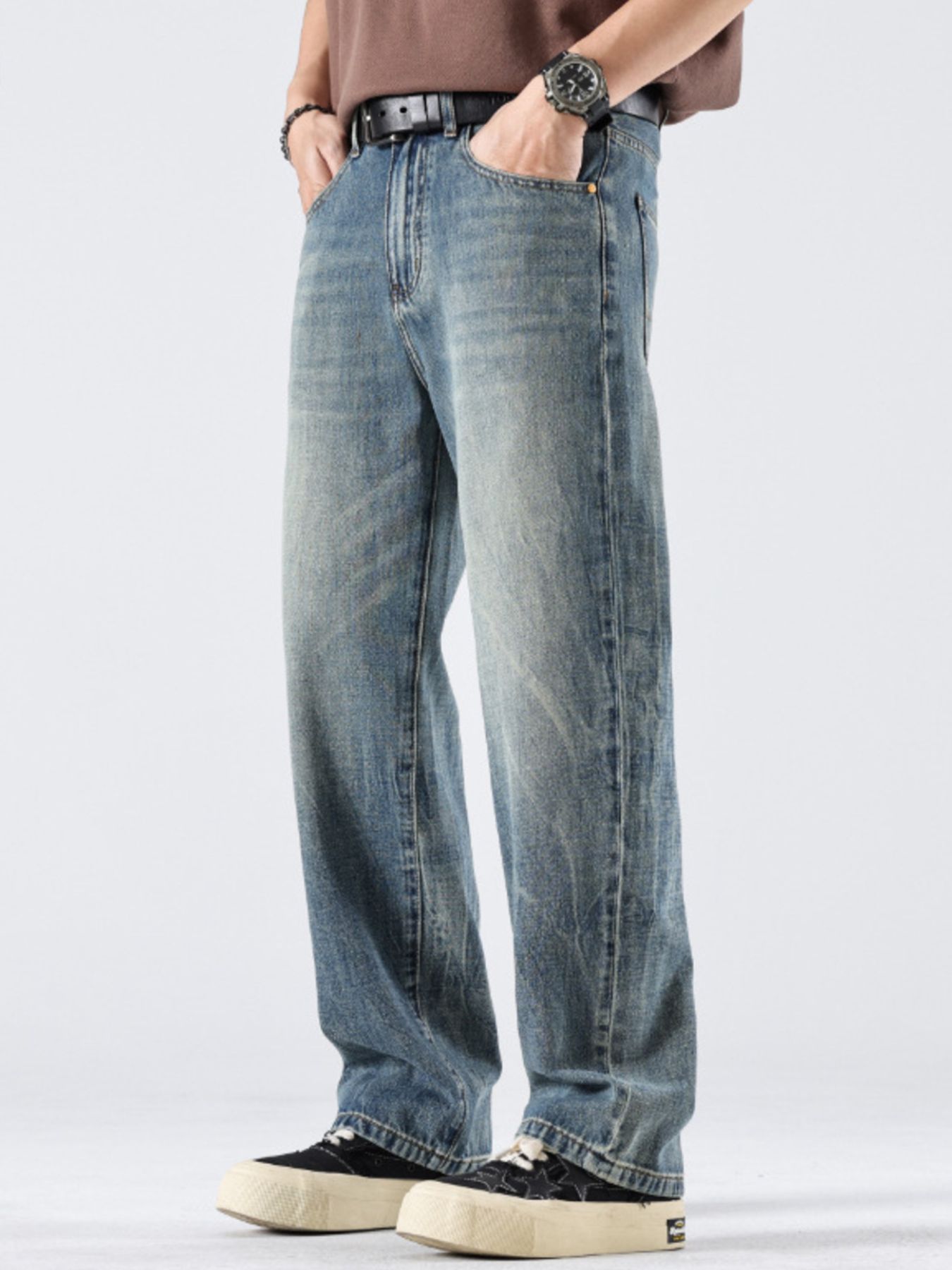 Men's Vintage Wash Loose Fit Jeans