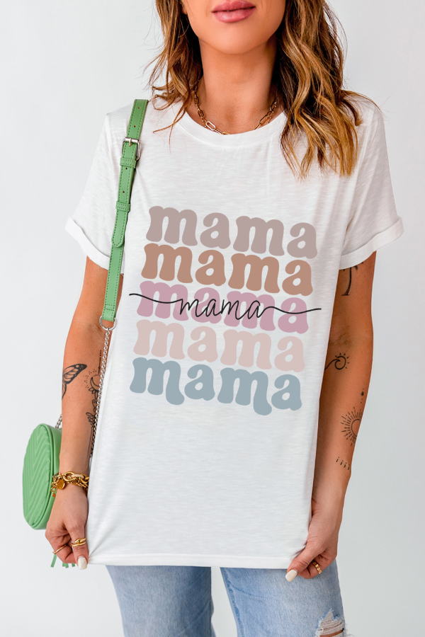 MAMA Letter Crew Neck Tee