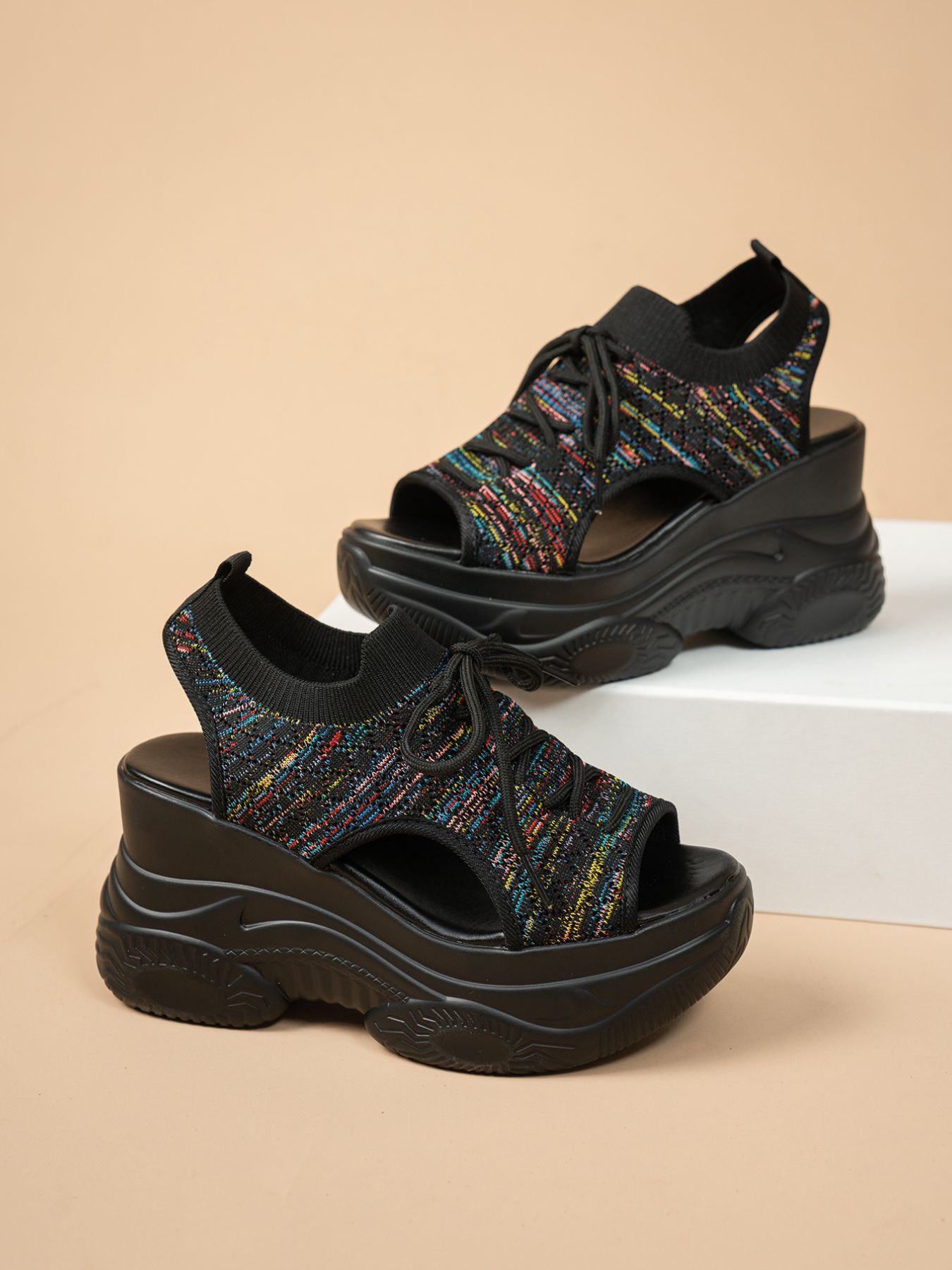 Lace Up Platform Wedge Sandals