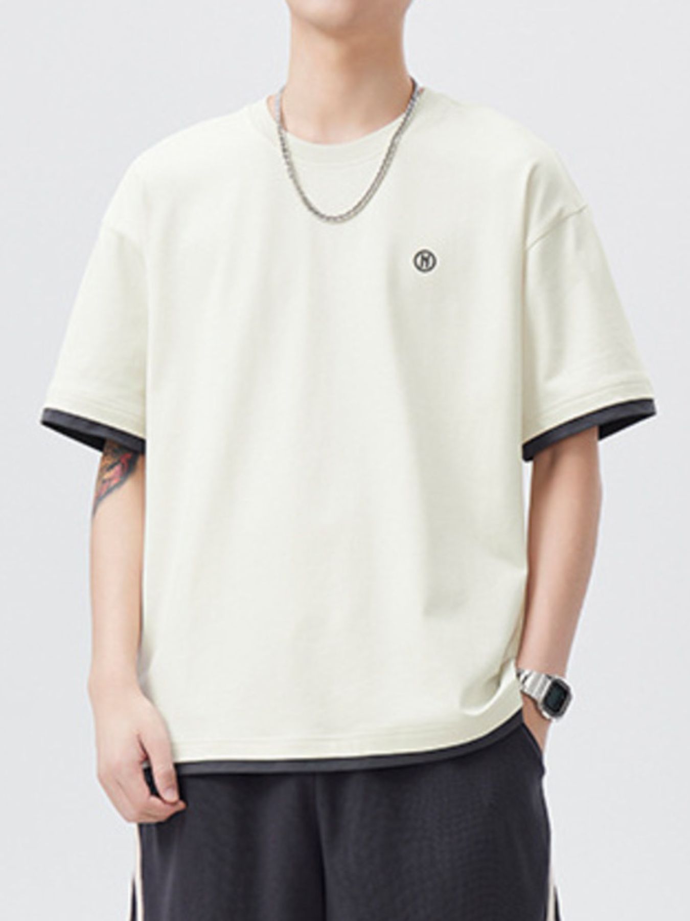 Men's Plus Size Contrast Trim Oversized T-Shirt