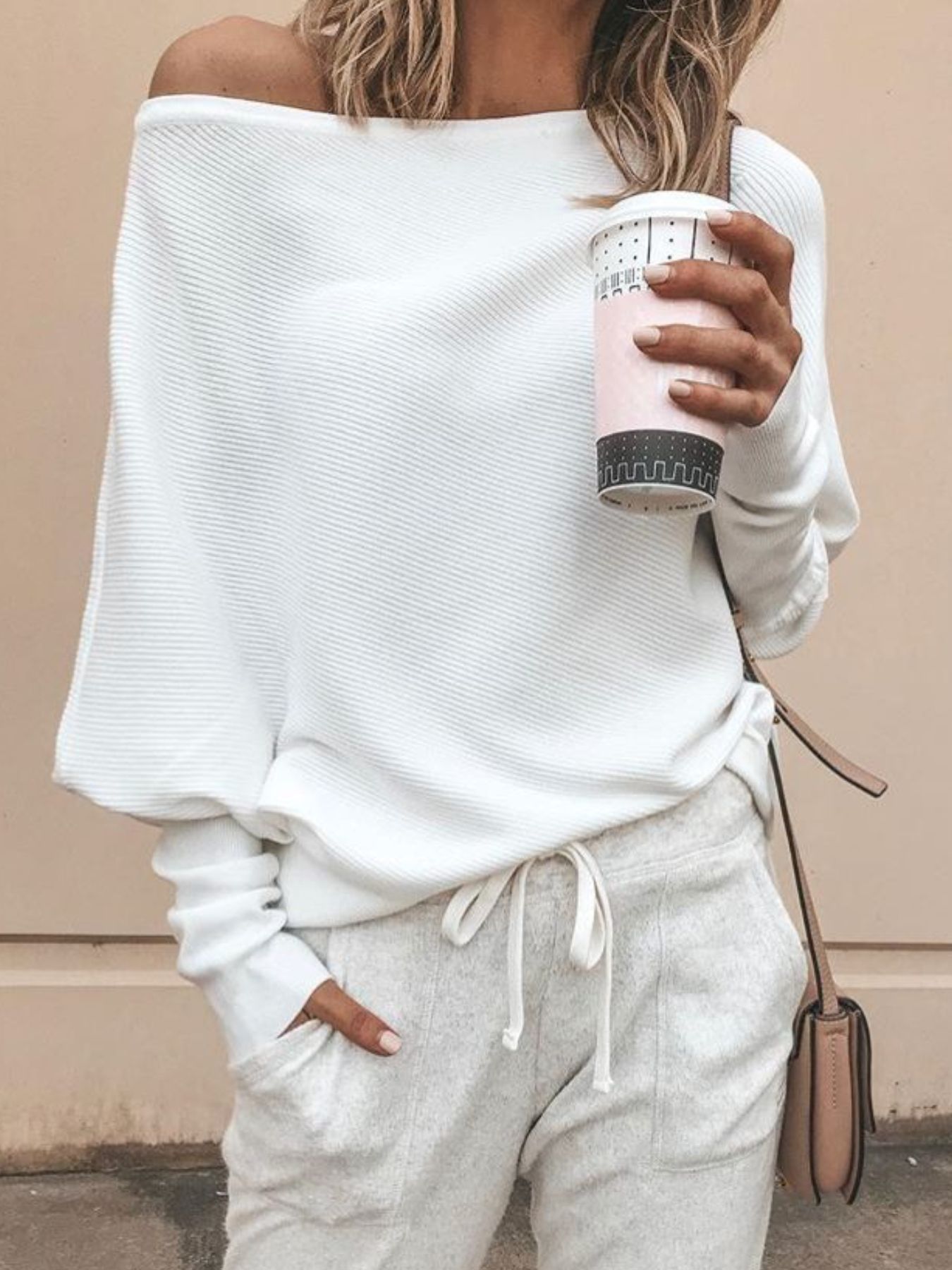 Single Shoulder Ribbed Knit Top