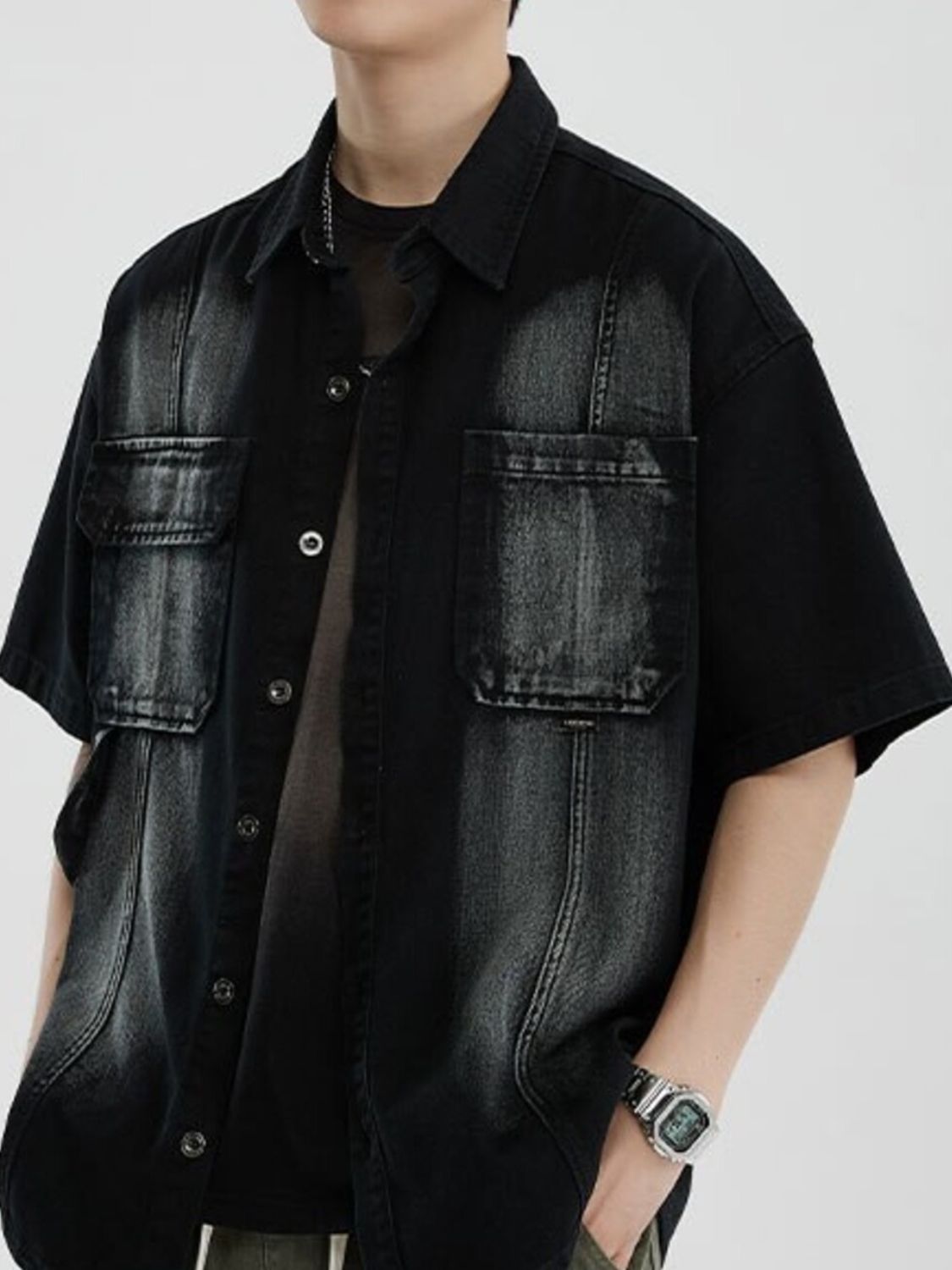 Men's Full Size Button Up Half Sleeve Shirt Plus Size