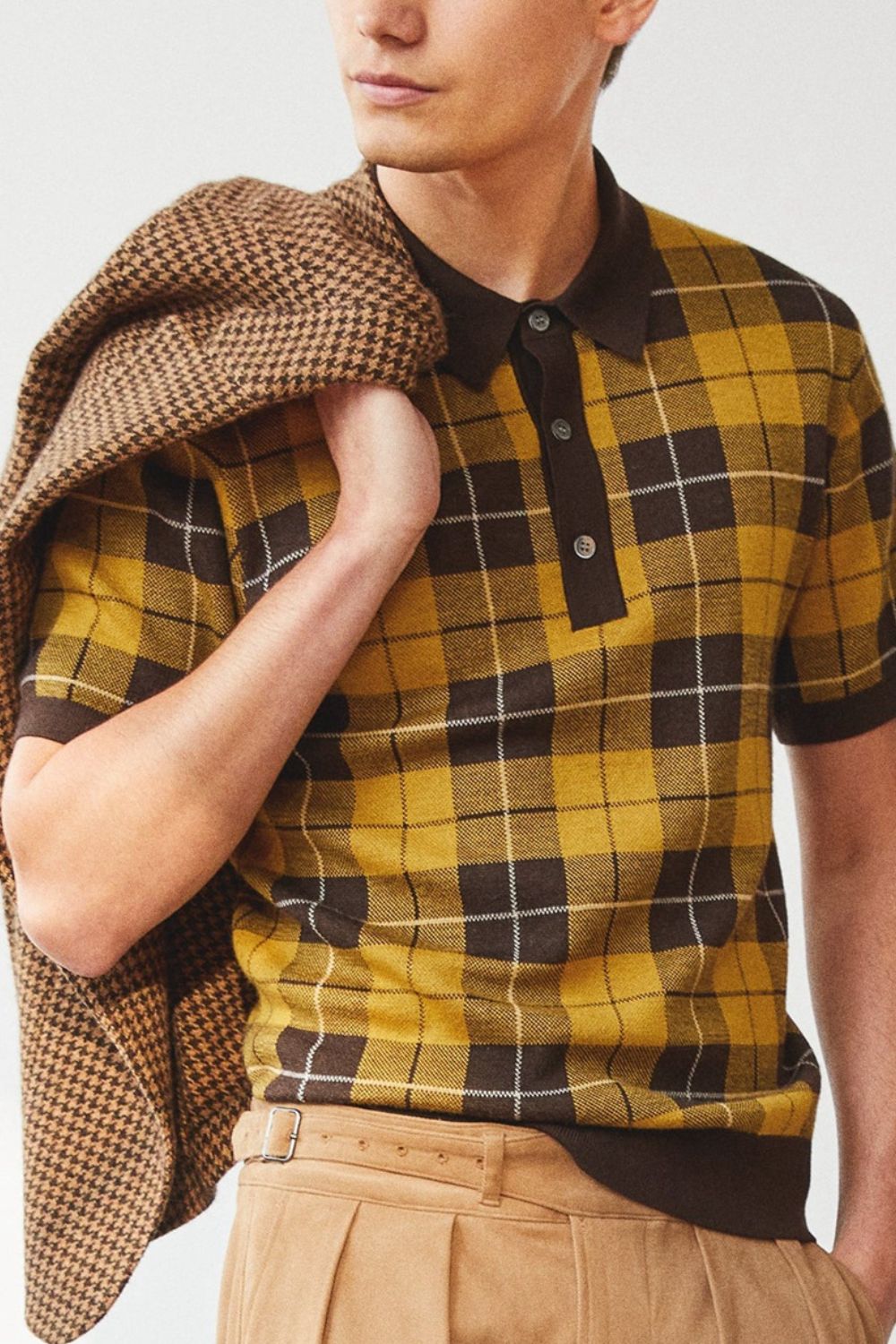 Men's Plus Size Plaid Short Sleeve Polo