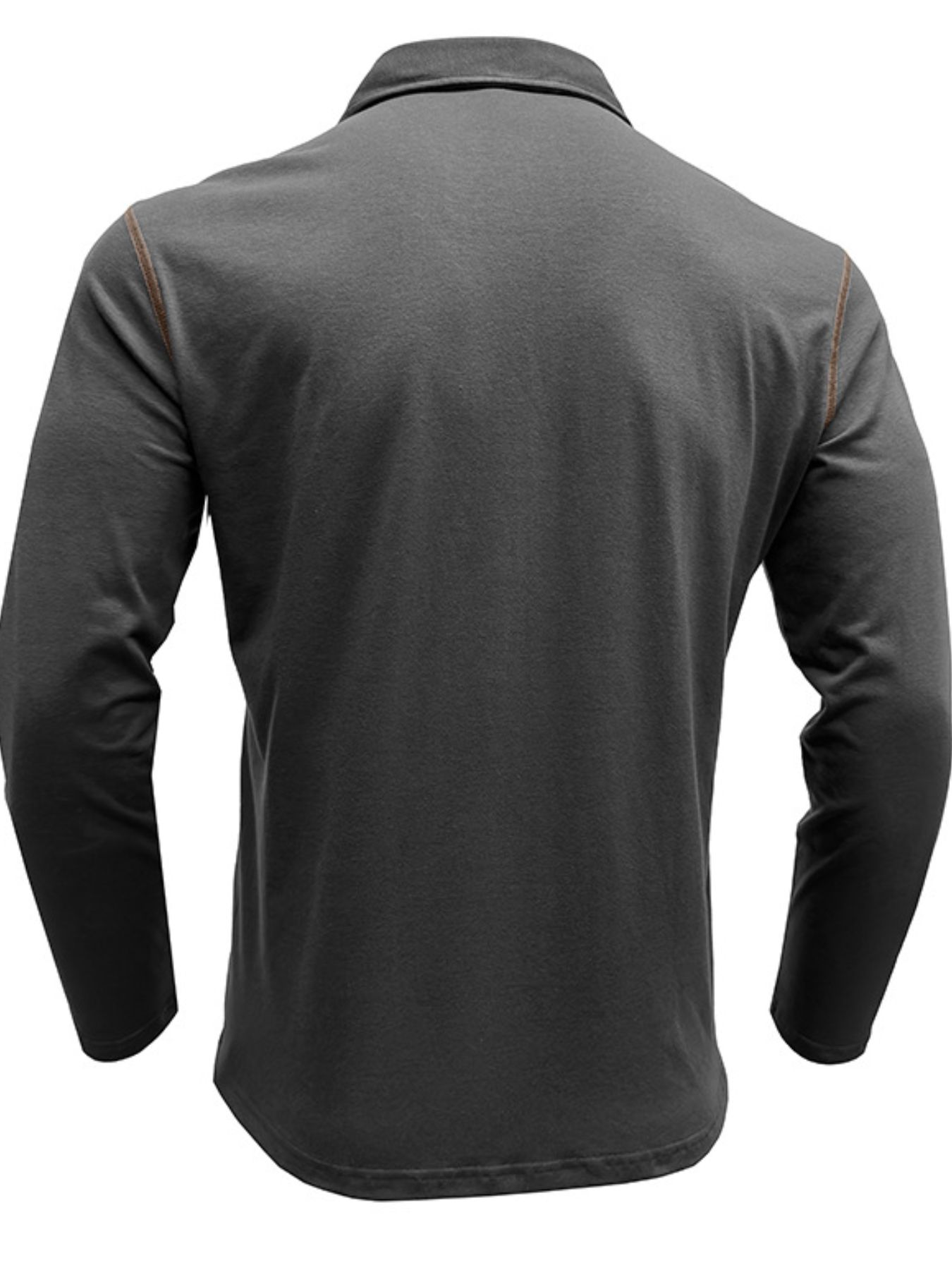 Men's Long Sleeve Polo Shirt with Contrast Stitching