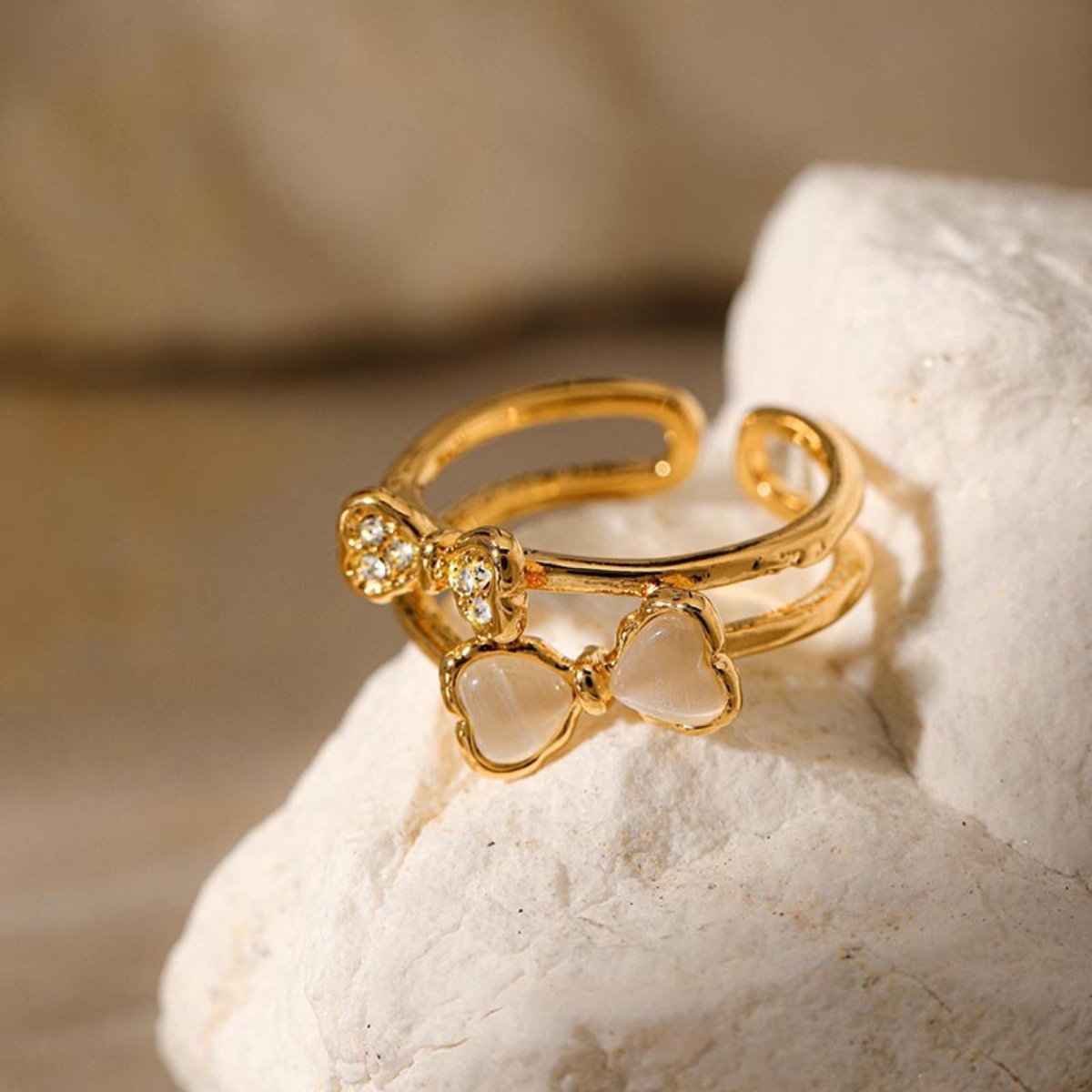 18K Gold-Plated Bow Open Ring