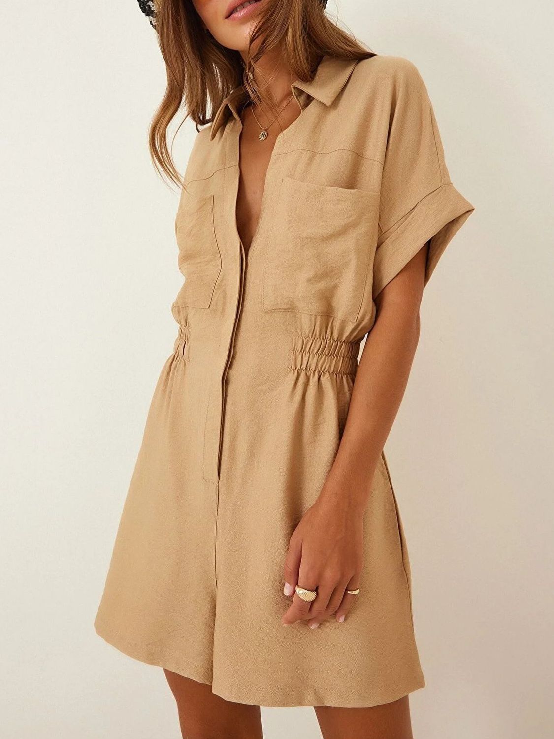 Johnny Collar Short Sleeve Romper