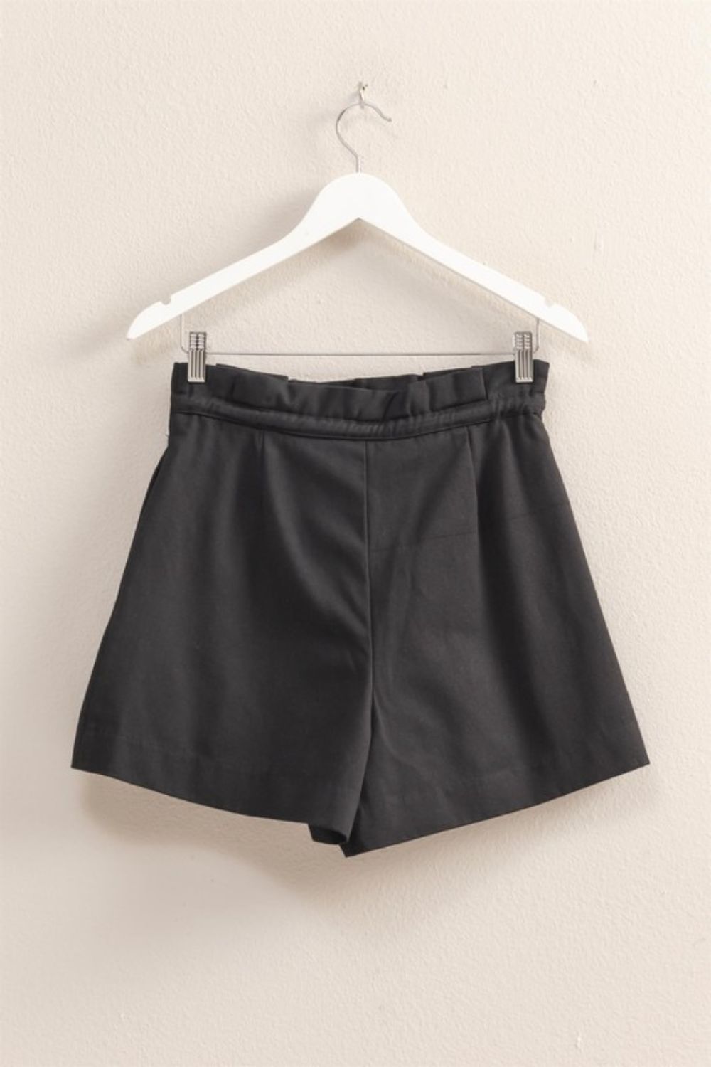 High-Waisted Washed Twill Paperbag Shorts
