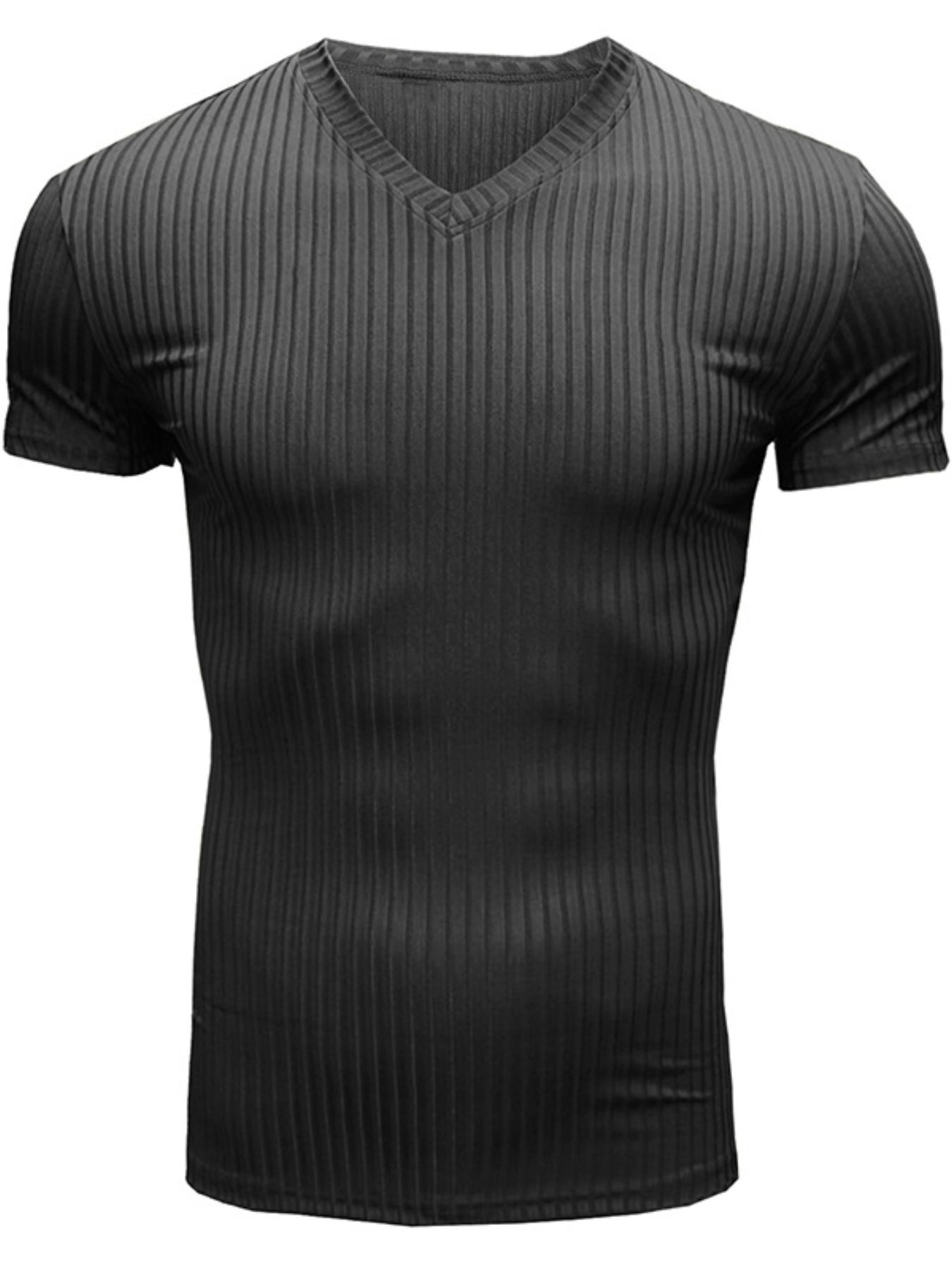 Men's Ribbed Short Sleeve Slim Fit T-Shirt