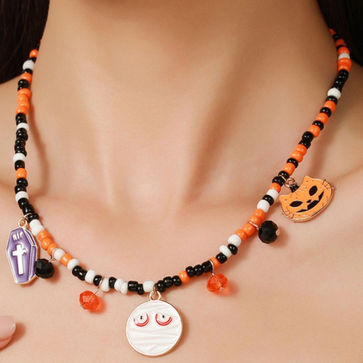 Halloween Charm Beaded Necklace
